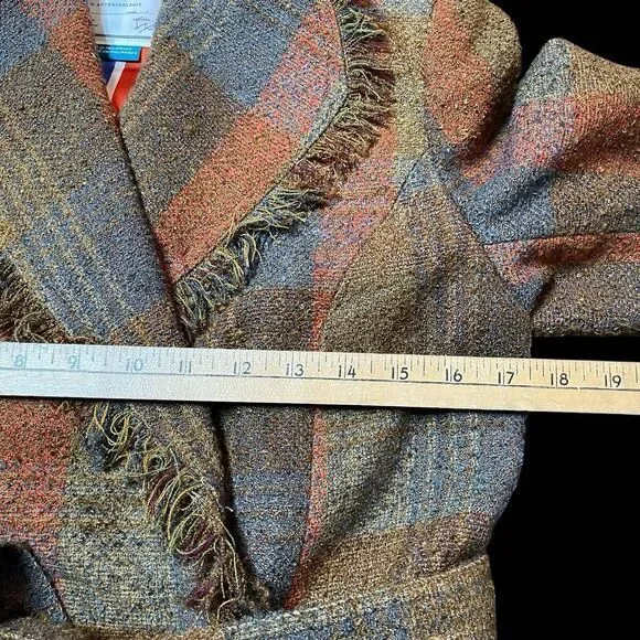 Anthropologie Orange and Brown Plaid Blazer - Picture 8 of 12